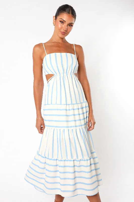 Deal Alert Evelin Midi Dress - Blue Stripe