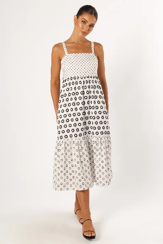 YEAR-End Sale Delvin Midi Dress - Black Print