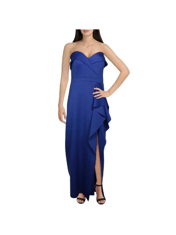 Bargain Prices XSCAPE Womens Ruffled Short Sleeve Off Shoulder Full-Length Evening Sheath Dress