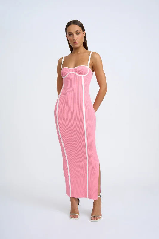 Bargain Blast Nautilus Swirl Knit Midi Dress | Final Sale - Pink Ivory