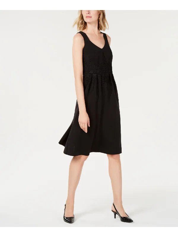 Value Deals ALFANI Womens Lace Sleeveless V Neck Below The Knee Fit + Flare Dress