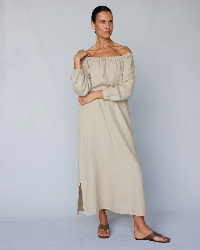 Early Access Tala Linen Maxi Dress - Stone