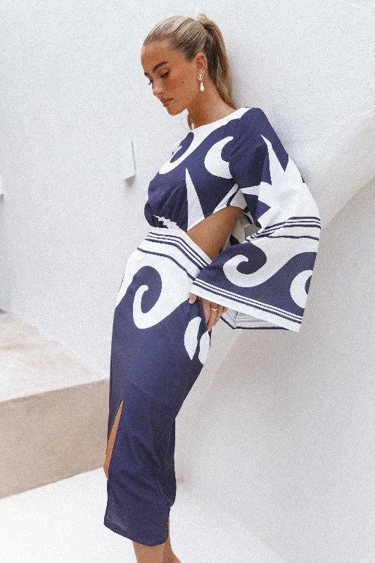 Seasonal Clearance Vella Midi Dress - Navy/White