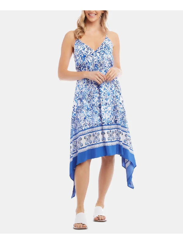 Savings Galore KAREN KANE Womens Printed Spaghetti Strap V Neck Maxi Dress