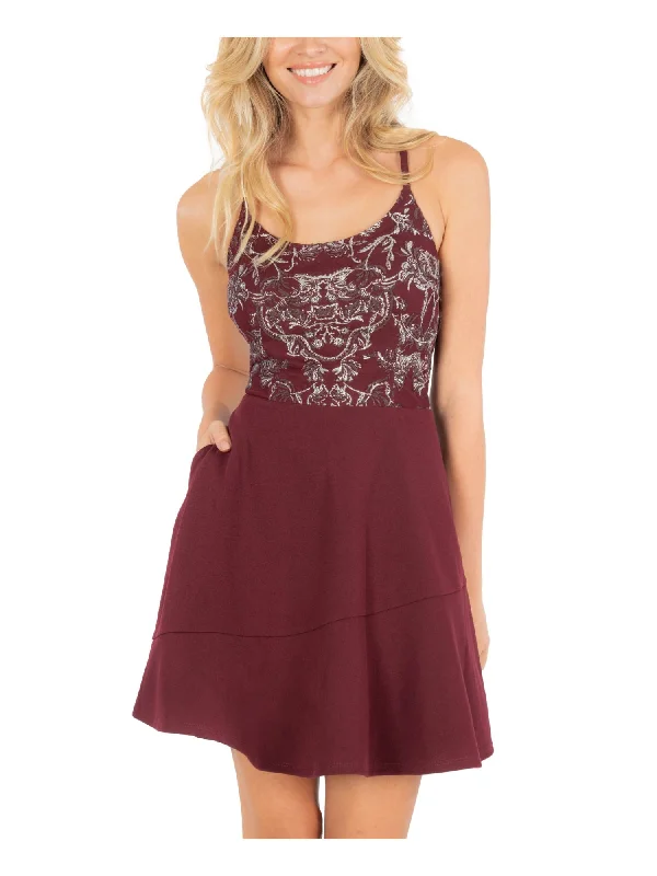 Special Discount SPEECHLESS Womens Embellished Spaghetti Strap Scoop Neck Short Party Fit + Flare Dress