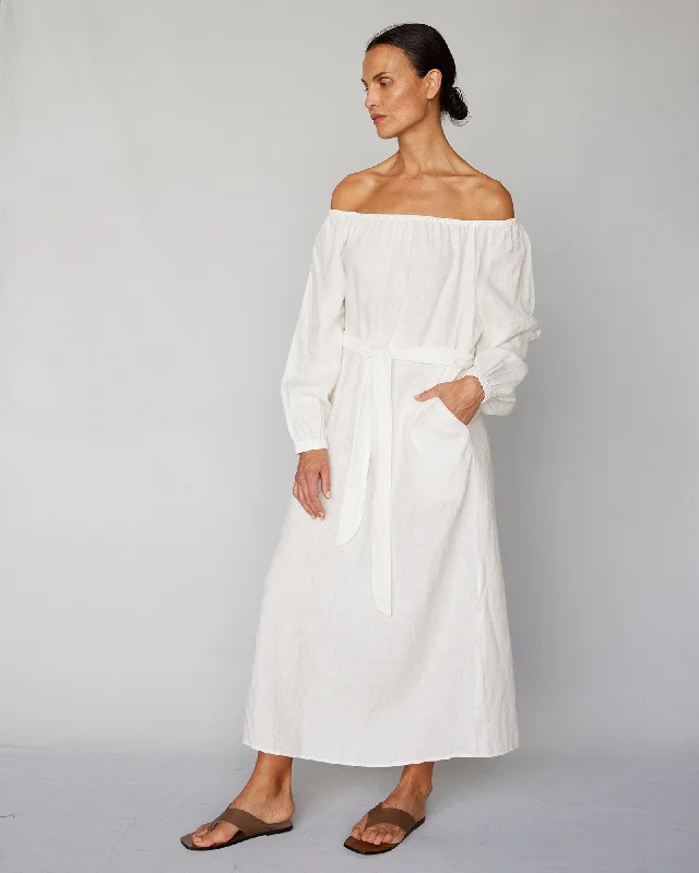 Extra Savings Tala Linen Maxi Dress - White