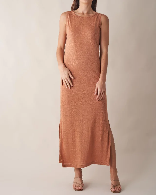 Instant Discount Aceline Linen Tank Dress - Rust