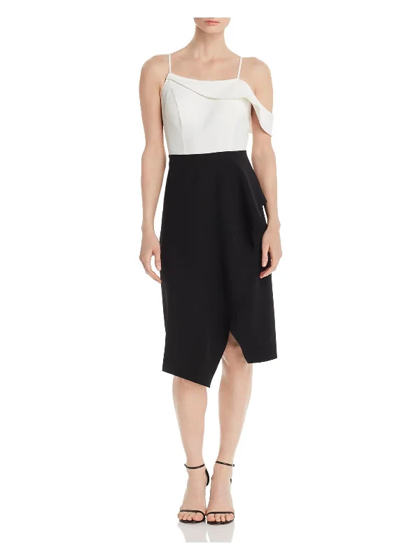 Closeout LAUNDRY Womens Spaghetti Strap Below The Knee Cocktail Sheath Dress