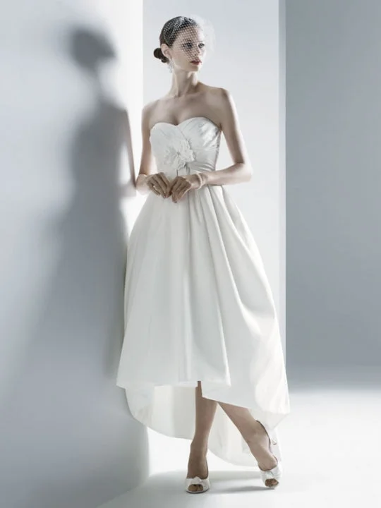Big Savings Oleg Cassini Strapless Faille High-Low Hem Dress