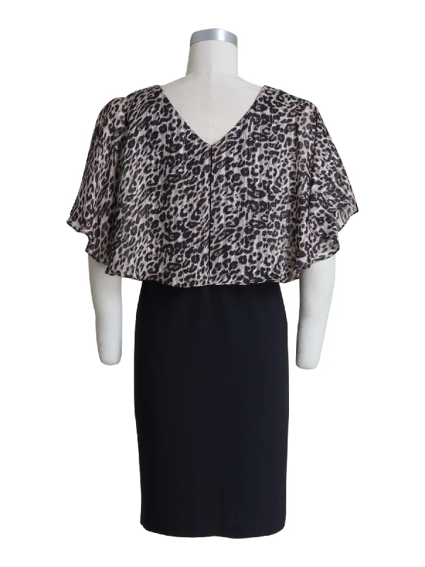 Special Discount CONNECTED APPAREL Womens Animal Print Sleeveless Scoop Neck Below The Knee Party Sheath Dress