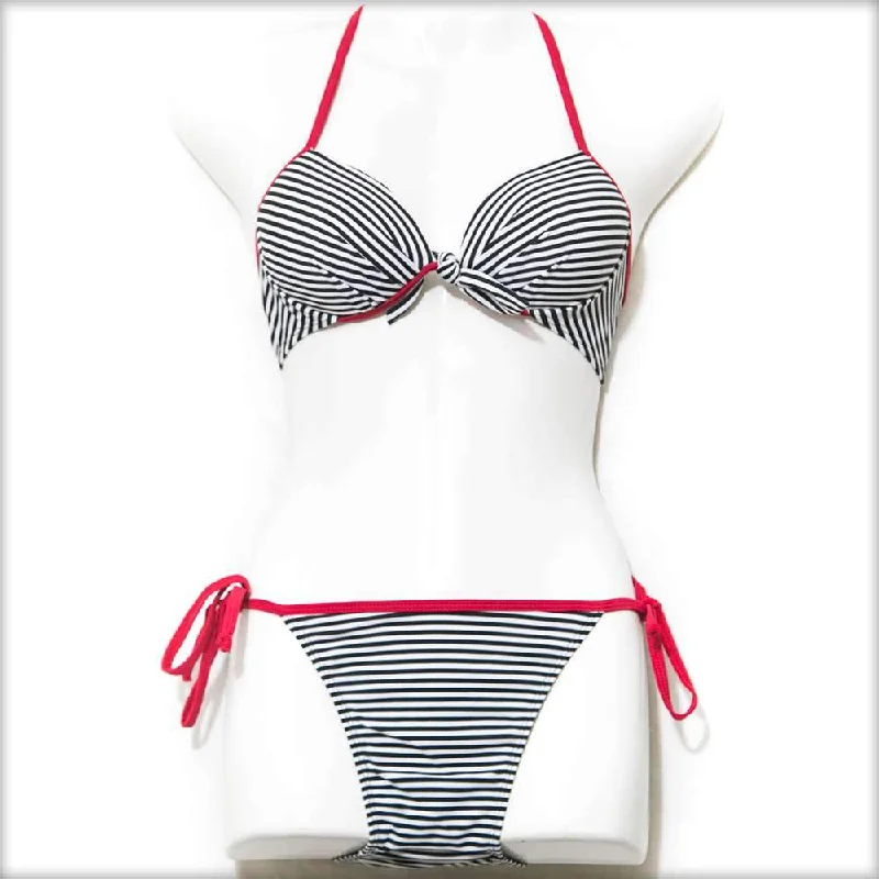 Early Access Black & White Lines Bikini Set
