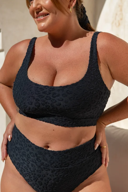 YEAR-End Sale Gia Bikini Top - Textured Leopard Charcoal