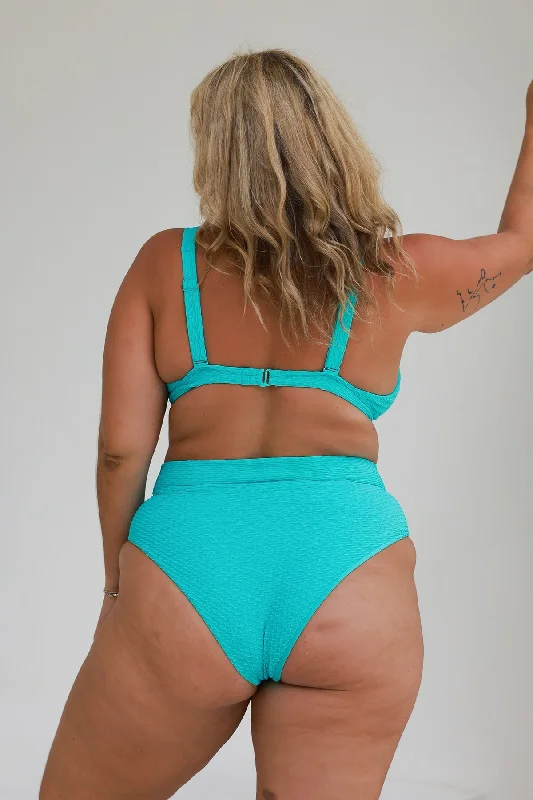 Clearance Sale Ginger Bikini Bottom Final Sale - Fluro Waffle Teal