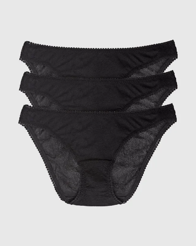 Take Advantage Gossamer Mesh Hip Bikini Underwear 3 Pack - Black