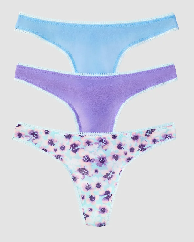 Fantastic Offers Gossamer Mesh Hip Bikini Underwear 3 Pack - Blue Skies Paisley Purple Floral Dreams