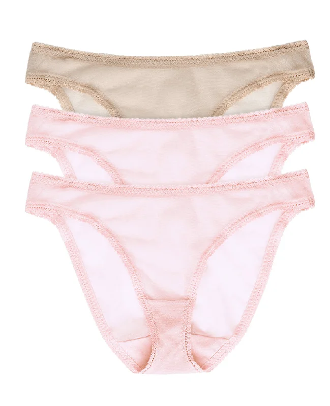 YEAR-End Sale Gossamer Mesh Hip Bikini Underwear 3-Pack - Blush Blush Mocha