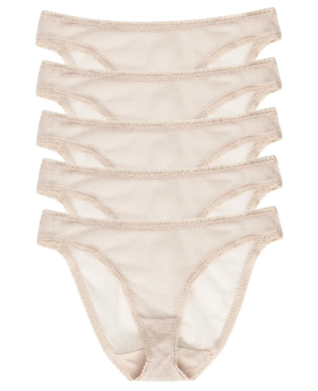 Special Discount Gossamer Mesh Hip Bikini Underwear 5-Pack - Champagne
