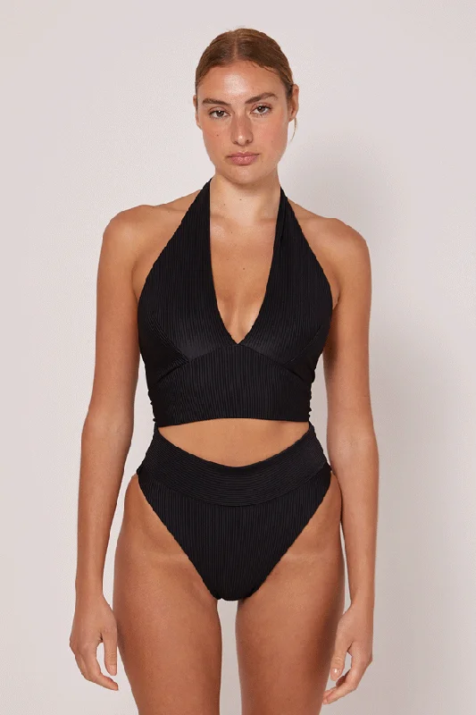 Limited Availability HADLEY MULTI WAY HALTER BIKINI TOP - BLACK
