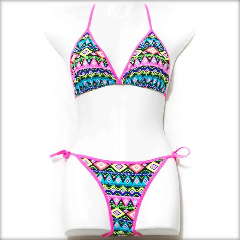 Best Bargains Multi Coloured Triangle Bikini Set