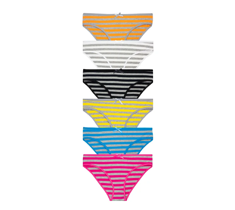 Huge Savings Nabtos Women's Cotton Underwear Orange Bikini Stripes Panties (Pack of 6)