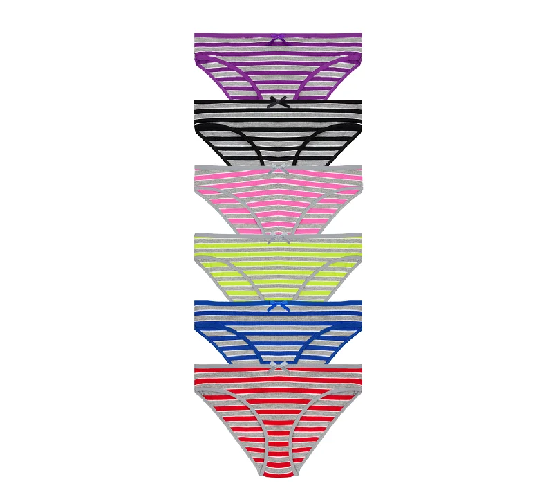 Lowest Prices Nabtos Women's Cotton Underwear Red Bikini Stripes Panties (Pack of 6)