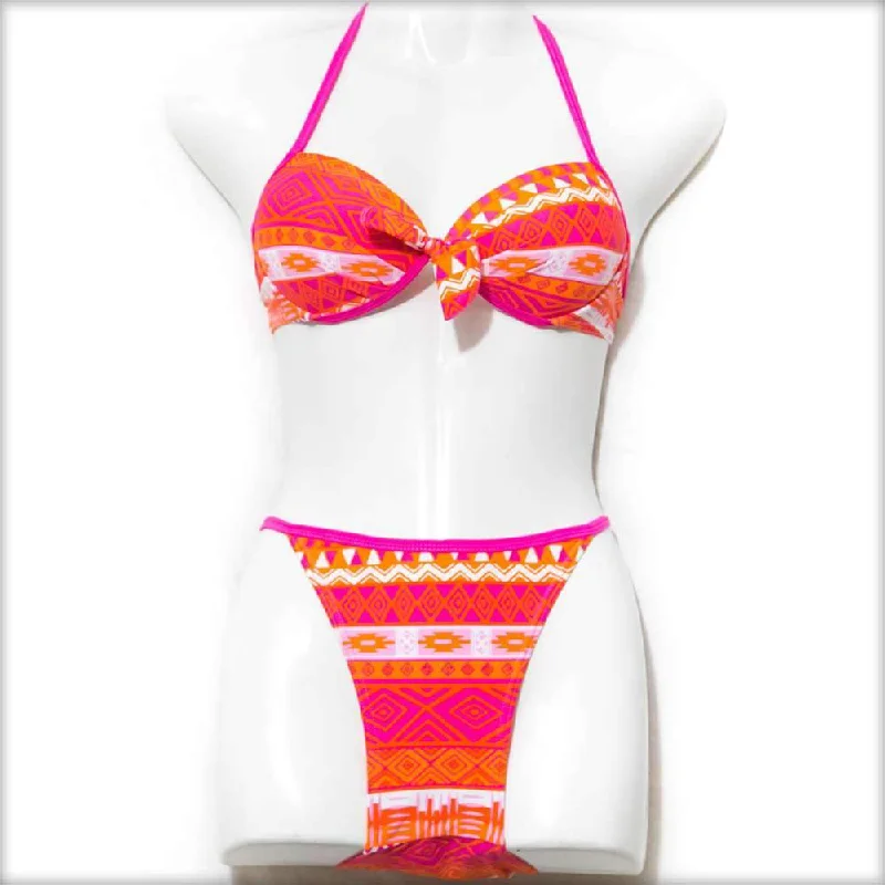 Bargain Prices Orange Abstract Bikini Set