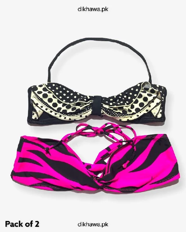Year-End Sale Pack Of 2 Stocklot Bikini Top Swimwear | Bikini Top Bundle | Imported Stock Branded Bikini Top