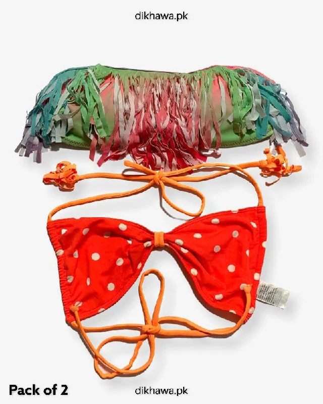 Today’s Special Pack Of 2 Stocklot Bikini Top Swimwear | Bikini Top Bundle | Imported Stock Branded Bikini Top