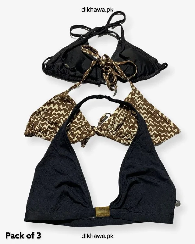 Limited Time Discount Pack Of 3 Stocklot Bikini Top Swimwear | Bikini Top Bundle | Imported Stock Branded Bikini Top