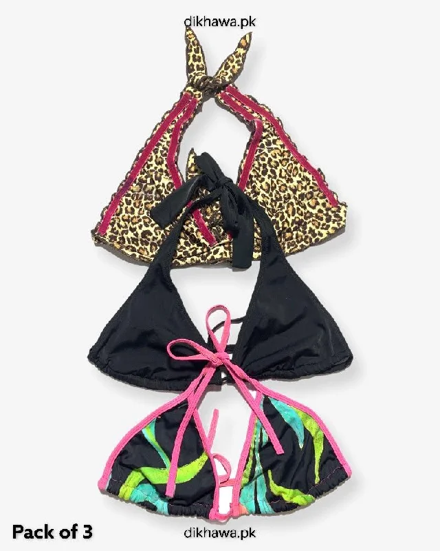 Instant Savings Pack Of 3 Stocklot Bikini Top Swimwear | Bikini Top Bundle | Imported Stock Branded Bikini Top