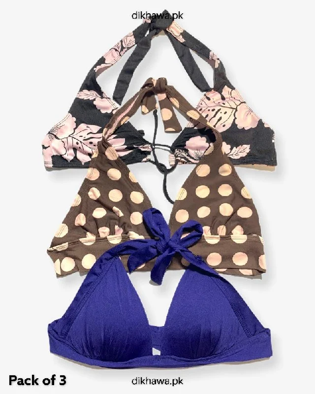 Act Now Pack Of 3 Stocklot Bikini Top Swimwear | Bikini Top Bundle | Imported Stock Branded Bikini Top