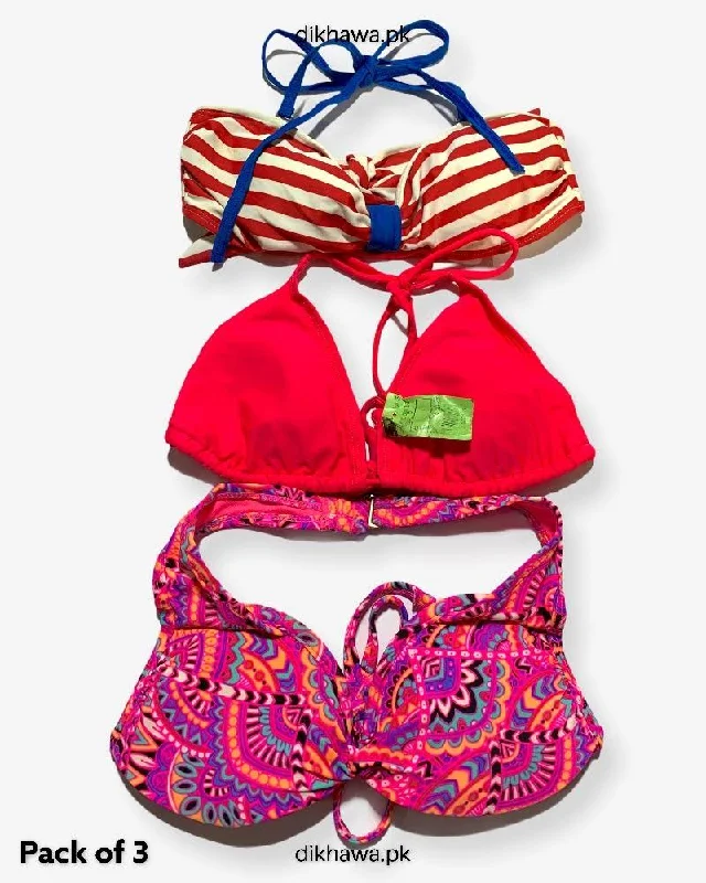 Closeout Sale Pack Of 3 Stocklot Bikini Top Swimwear | Bikini Top Bundle | Imported Stock Branded Bikini Top