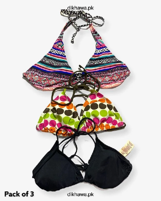 Crazy Deals Pack Of 3 Stocklot Bikini Top Swimwear | Bikini Top Bundle | Imported Stock Branded Bikini Top