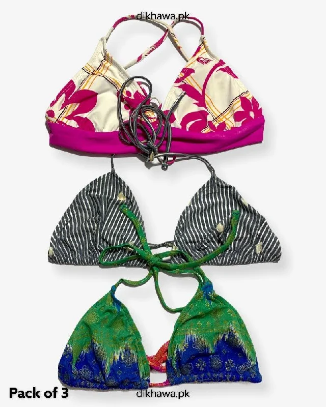 Price Drop Pack Of 3 Stocklot Bikini Top Swimwear | Bikini Top Bundle | Imported Stock Branded Bikini Top