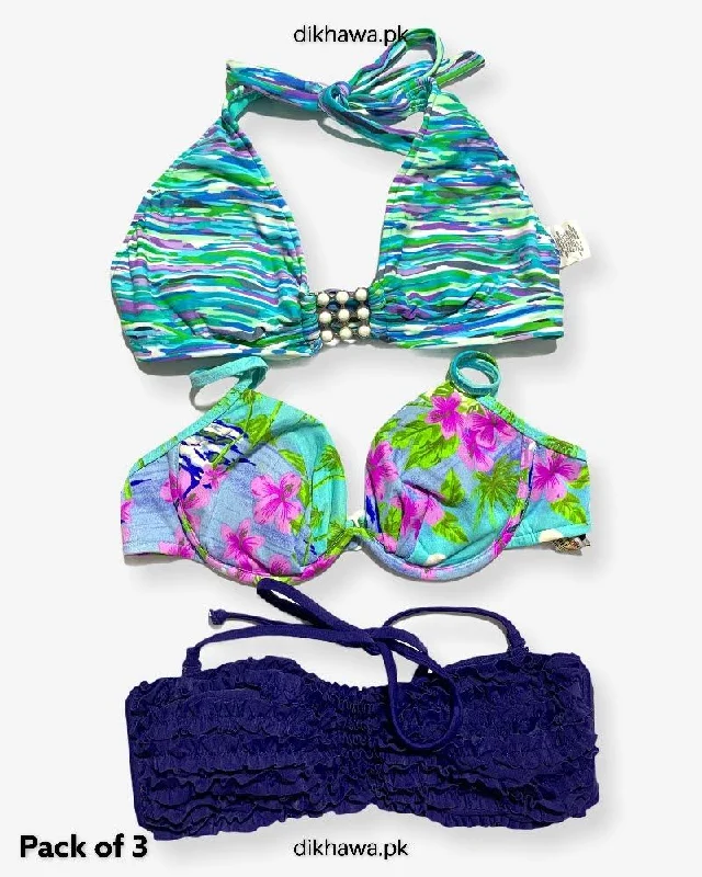 Bonus Savings Pack Of 3 Stocklot Bikini Top Swimwear | Bikini Top Bundle | Imported Stock Branded Bikini Top