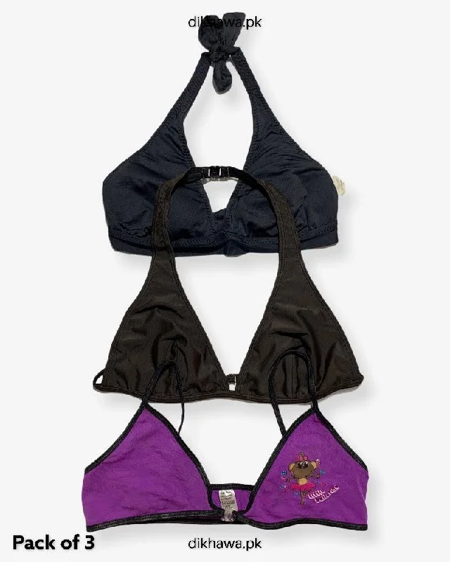Seasonal Sale Pack Of 3 Stocklot Bikini Top Swimwear | Bikini Top Bundle | Imported Stock Branded Bikini Top