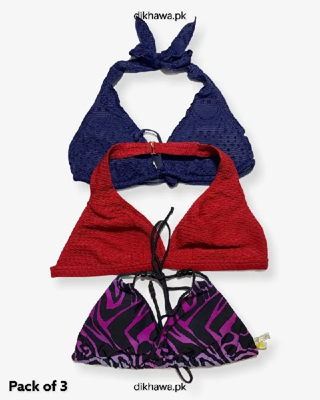 Special Savings Pack Of 3 Stocklot Bikini Top Swimwear | Bikini Top Bundle | Imported Stock Branded Bikini Top