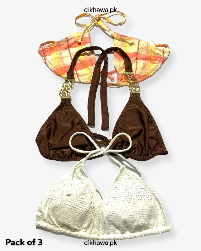 Warehouse Sale Pack Of 3 Stocklot Bikini Top Swimwear | Bikini Top Bundle | Imported Stock Branded Bikini Top
