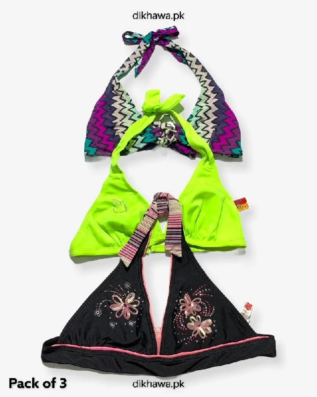 Deal Frenzy Pack Of 3 Stocklot Bikini Top Swimwear | Bikini Top Bundle | Imported Stock Branded Bikini Top