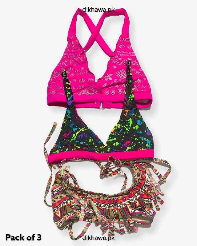 Bargain Bin Pack Of 3 Stocklot Bikini Top Swimwear | Bikini Top Bundle | Imported Stock Branded Bikini Top