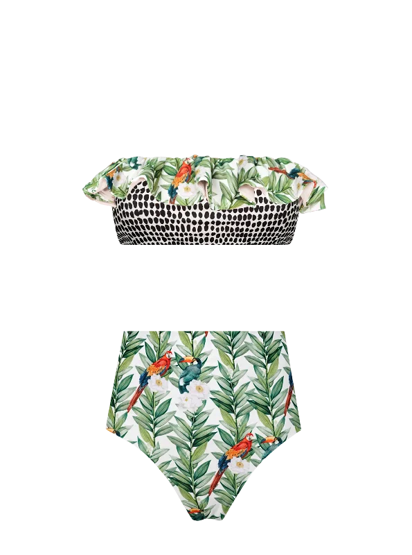 Final Markdown Parrots in Bloom 6-in-1 Ruffled Bikini Set