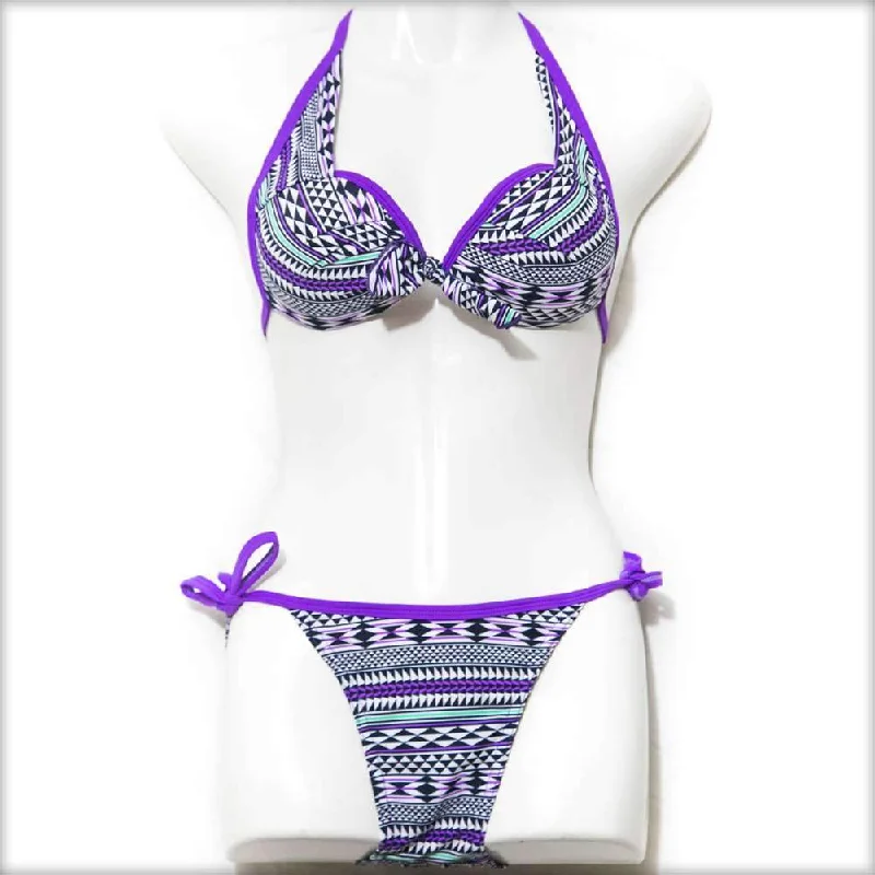 Act Fast Purple Pattern Bikini Set