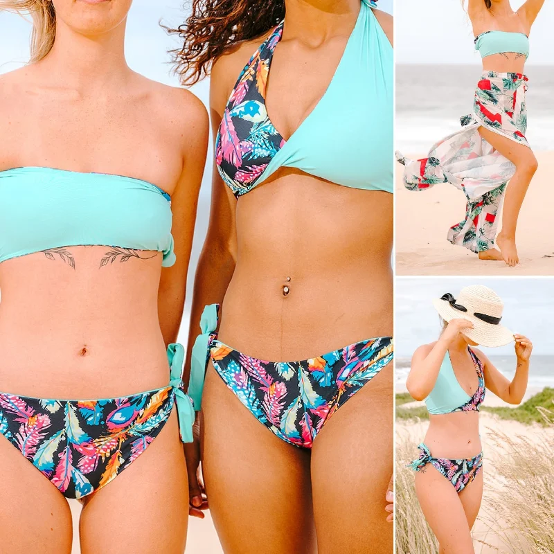 Price Rollback REVERSIBLE BIKINI - TURQUOISE AND FEATHER - JINI® INFINITY PIECE