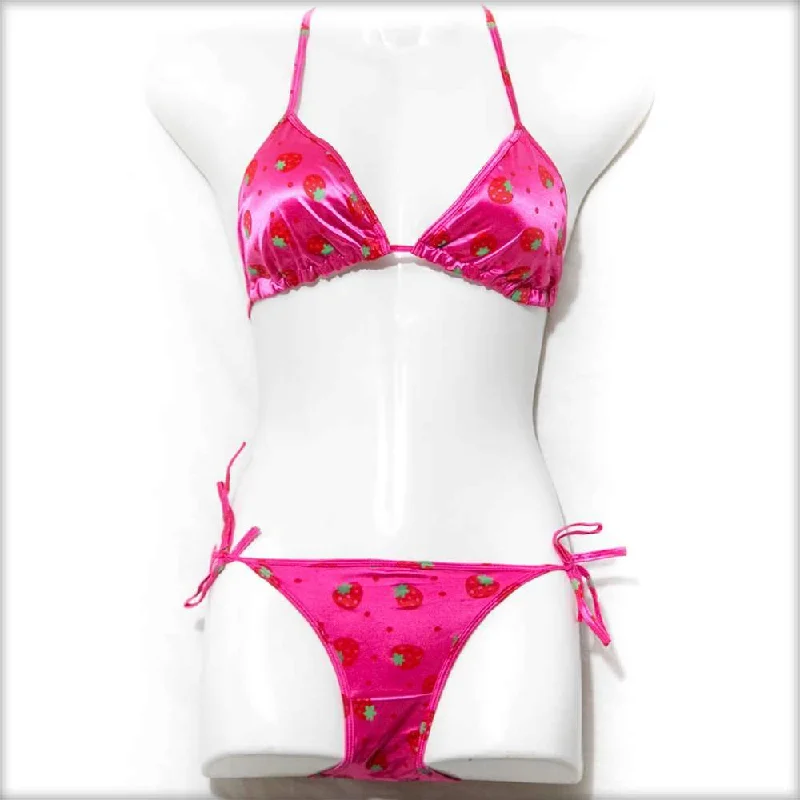 Savings Event Strawberry Hot Pink Bikini Set
