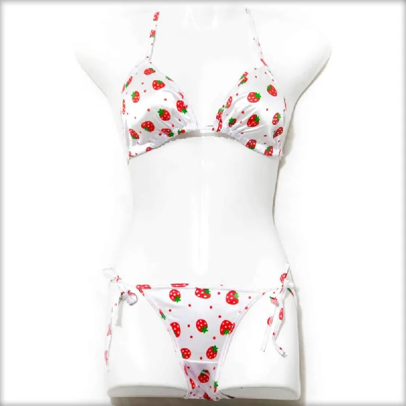 Discount Days Strawberry White Bikini Set