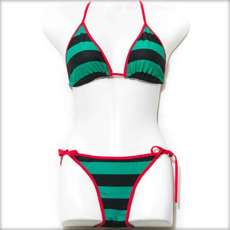 Savings Bonanza Stripes Triangle Bikini Set