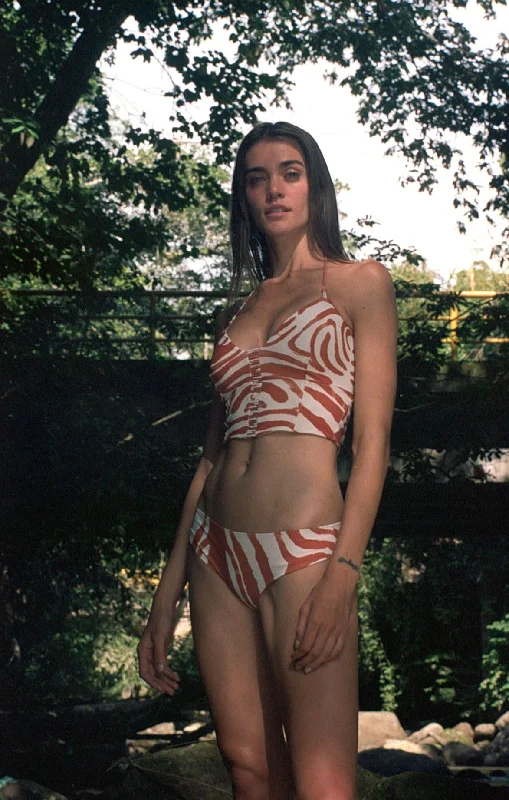 Tangerine Zebra Printed Bikini Top